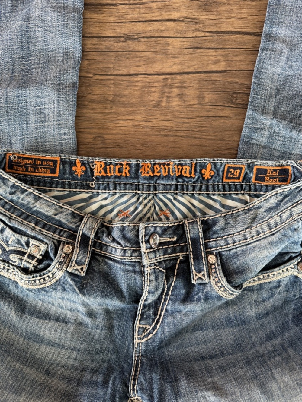 Rock Revival Women's Light Blue Distressed Bootcut Jeans - Picture 8 of 15